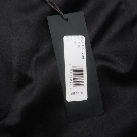 Nili Lotan Silk Satin Paris Pants Size 6 Black Drop Crotch Trousers NWT - Picture 8 of 14